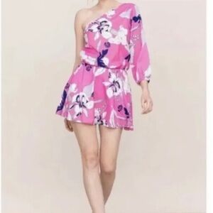 YUMI Kim Eastern Garden‎ Pink Floral One Shoulder Mini Dress